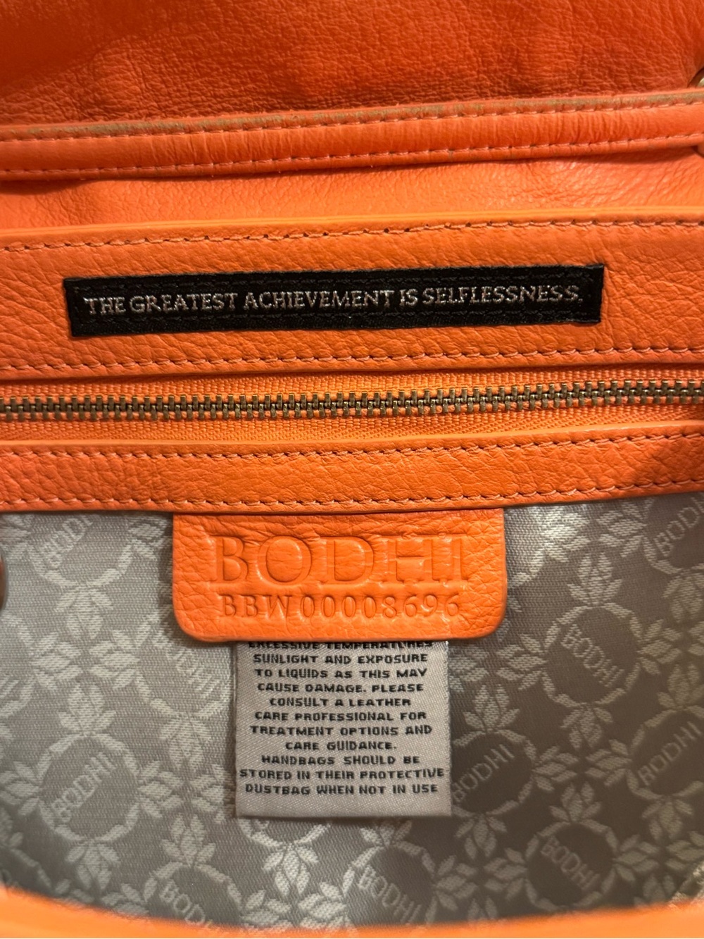 BODHI Vibrant Orange Leather Handbag - Registered Serial BBW00008696 - Picture 6 of 16